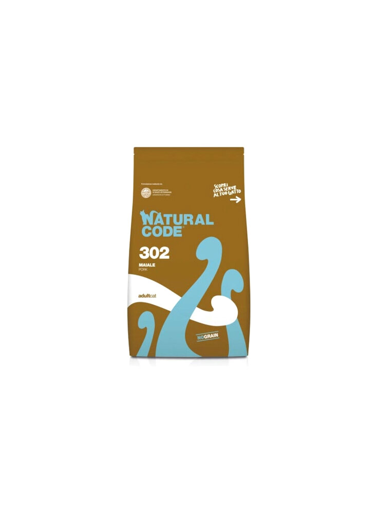 Natural code no grain 302 adult cat maiale 1,5kg