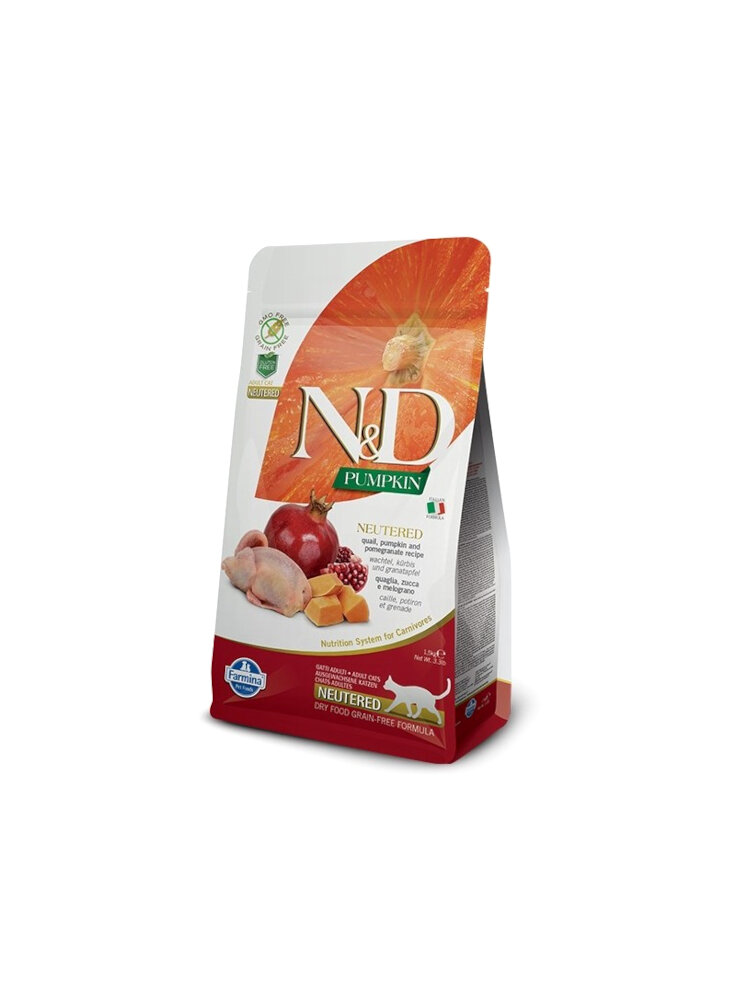 Farmina N&D gatto Neutered quaglia,zucca e melograno 1,5 kg