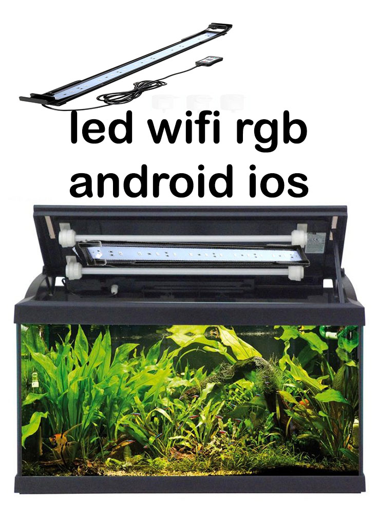 Acquario Milo 79 2x18w T8 con allestimento dolce con strip led wifi rgb android ios