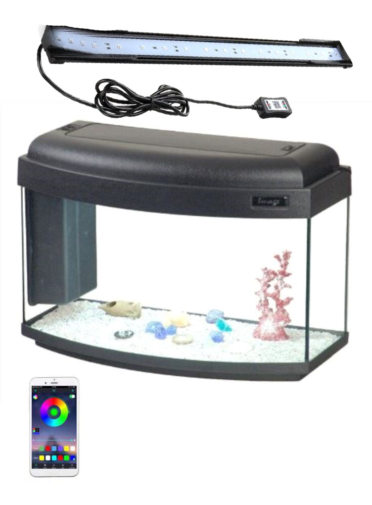 Acquario Image 60x30 cm nero + luci led wifi