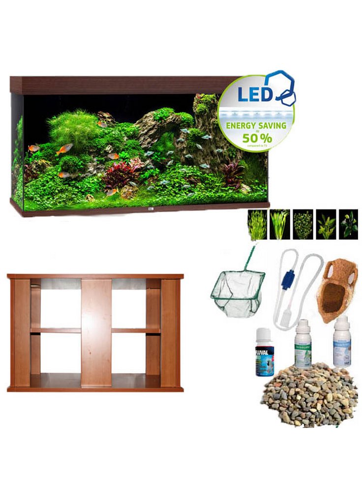 ACQUARIO JUWEL RIO 350 Led DARKWOOD +Supporto Prime 122x51.5x68h cm (P120C) + kit manutenzione e allestimento DOLCE omaggio