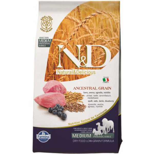 n&d Farmina Crocchette dog Ancestral  medium maxi agnello e mirtillo 12kg