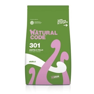 Natural code no grain 301 adult cat anatra e pollo 1,5kg
