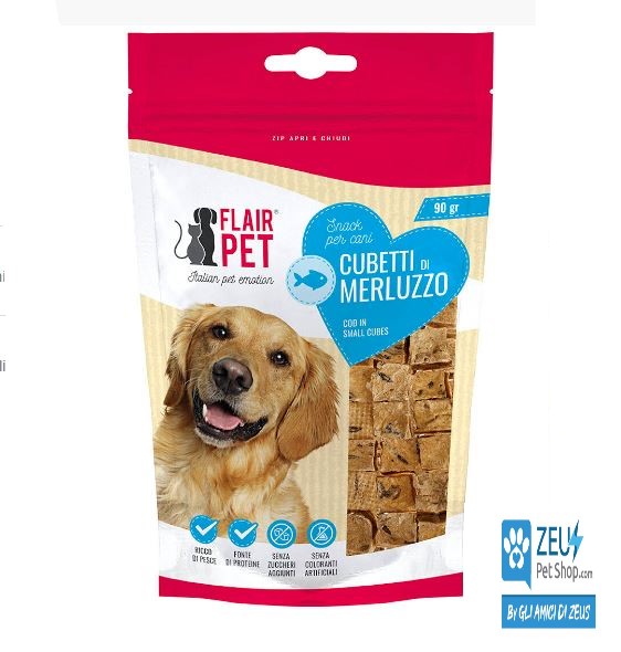 Flairpet Cubetti di Merluzzo Snack per cani 90g