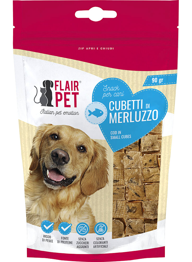 Flairpet Cubetti di Merluzzo Snack per cani 90g