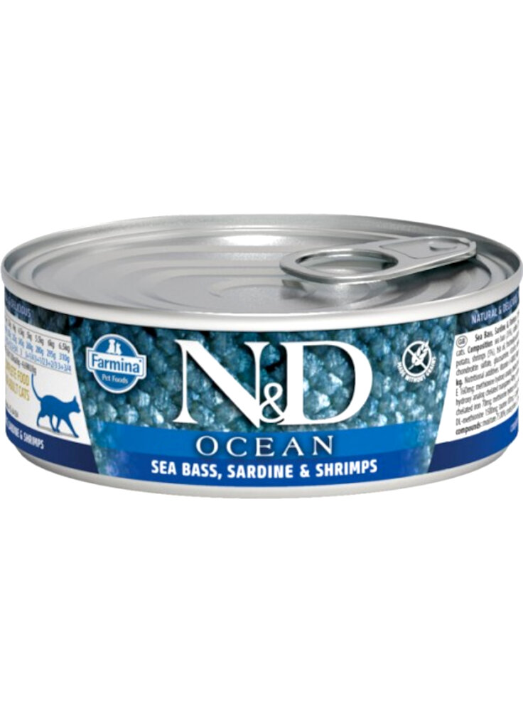 N&D  CAT OCEAN TONNO SARDINE E GAMBERETTI  GR.80