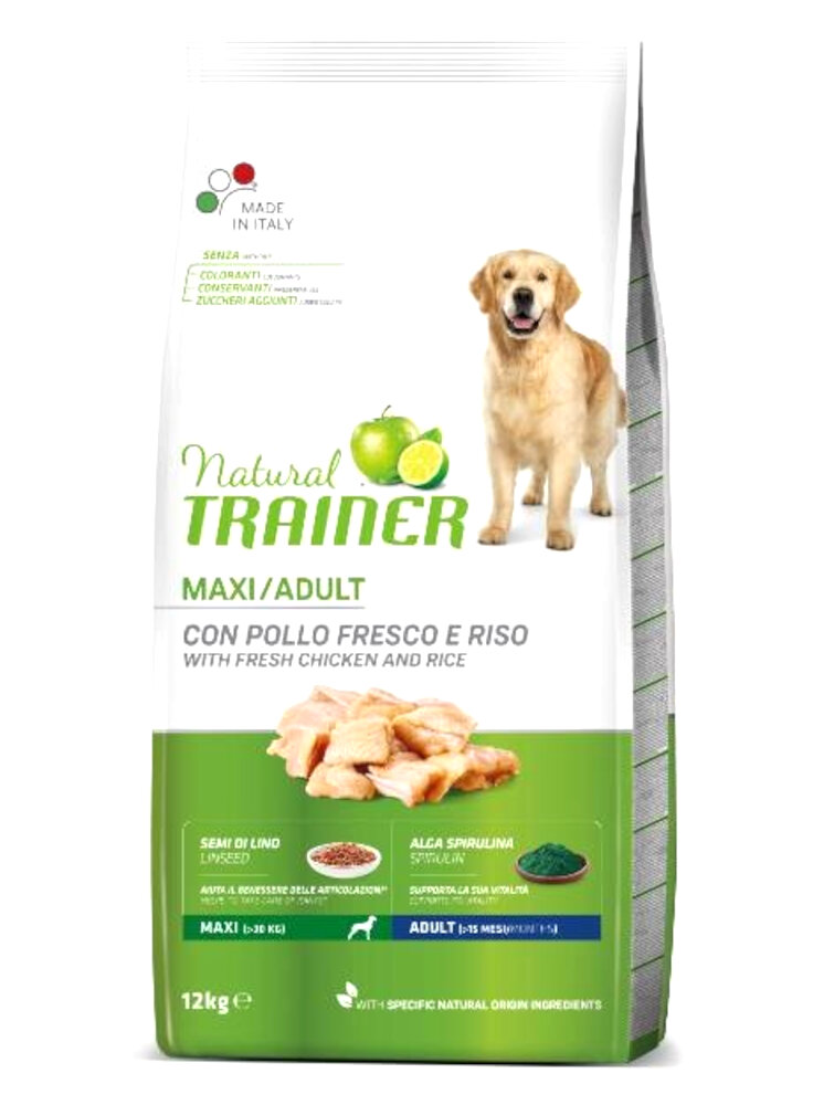 Trainer Natural Dog Adult Maxi Pollo fresco e Riso 12 KG