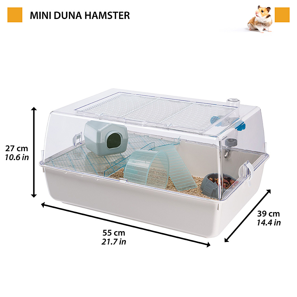 MINI DUNA HAMSTER GABBIA ROSA - PICCOLO SEGNO SU SPIGOLO PLASTICA TRASPARENTE