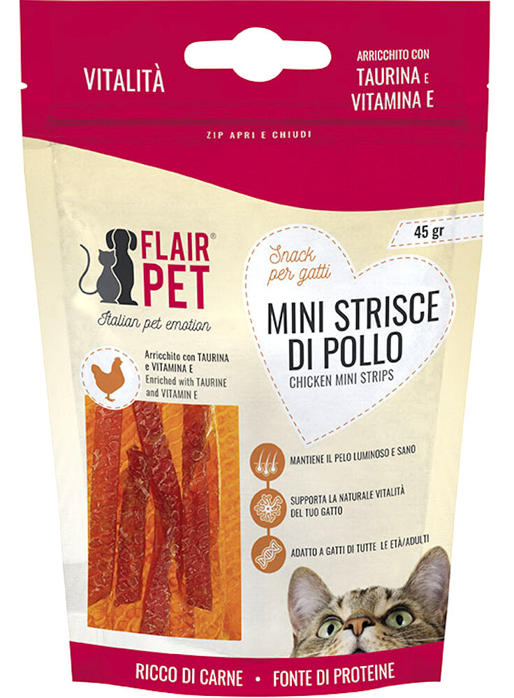 MINI STRISCE DI POLLO con TAURINA - VIT. E  45 GR