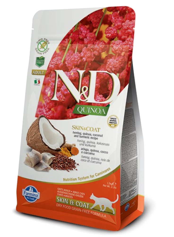 N&D FR QUINOA feline - SKIN&COAT ARINGA & COCCO & CURCUMA ADULT