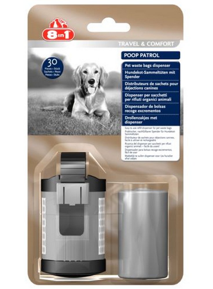 Sacchettini + Dispenser Raccoglifeci Poop Patrol 8in1