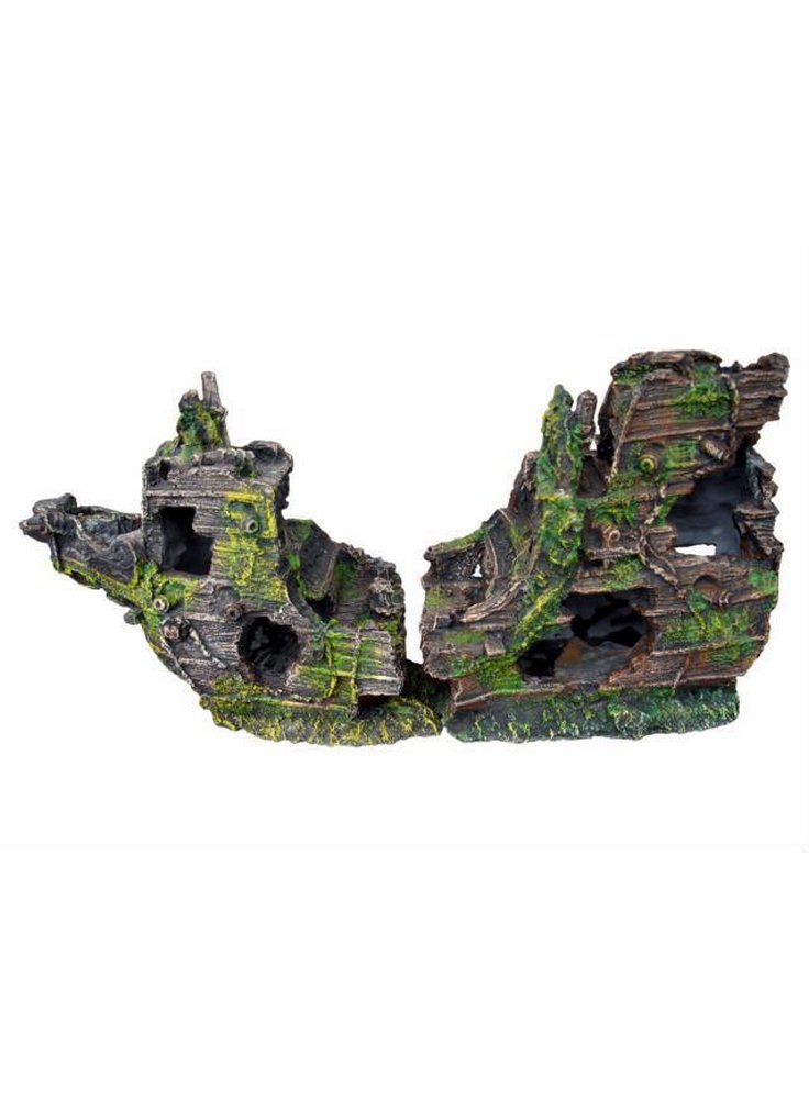Decorazione acquario Haquoss relitto nave in due parti cm 60