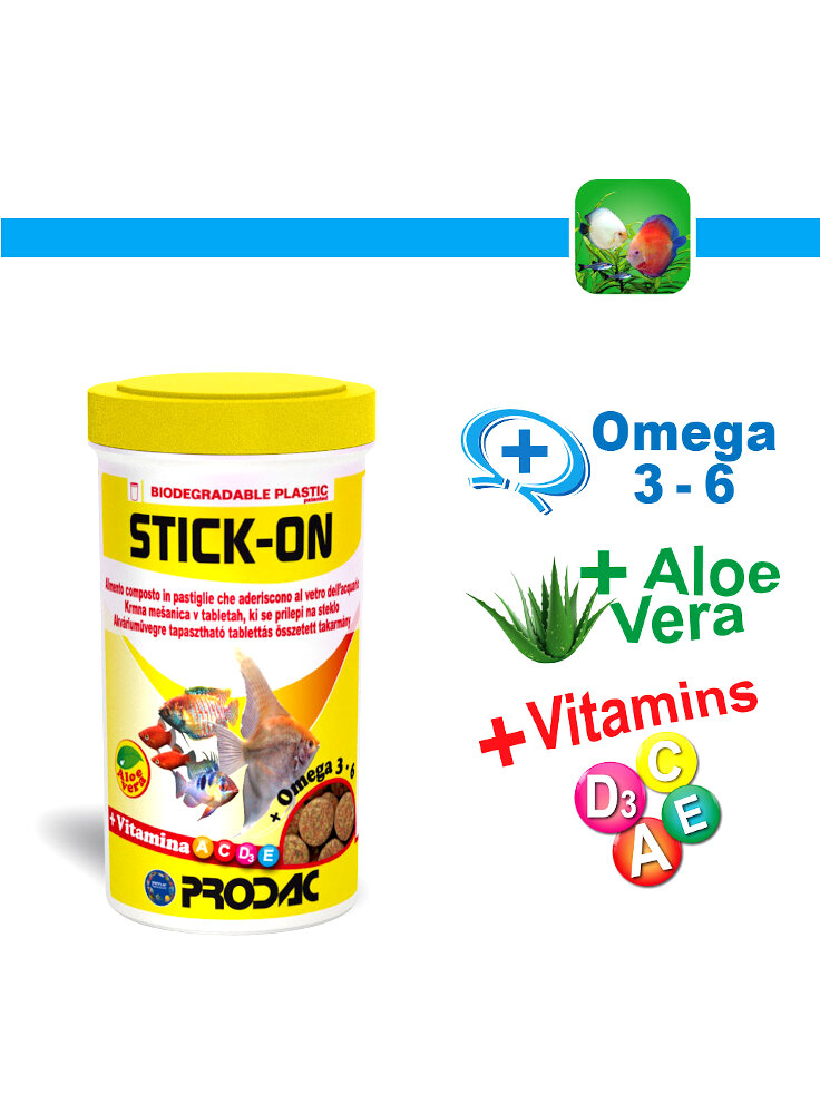 Prodac Stick On Mangime in Pastiglie per acquario 100 ml