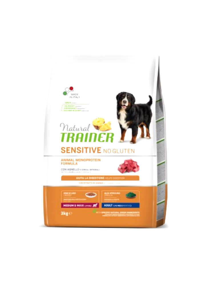 Natural Trainer Sensitive No Gluten Adult Medium/Maxi Agnello 3 KG