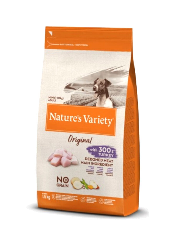 Nature's Variety Original No Grain Cane Mini Adult Tacchino 1,5KG