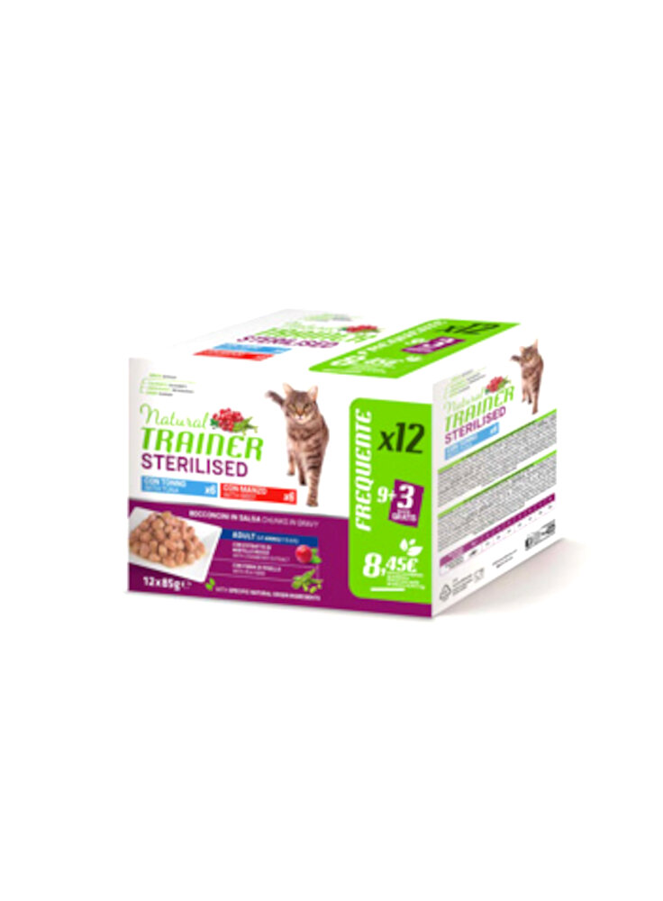 NATURAL TRAINER STERLISED MULTIPACK TONNO/MANZO 12X85G