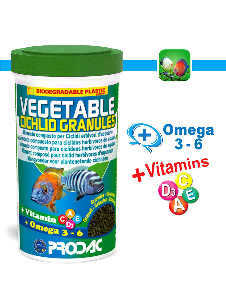 Prodac Vegetable Cichlid Granules Alimento per pesci d acquario 250 ml