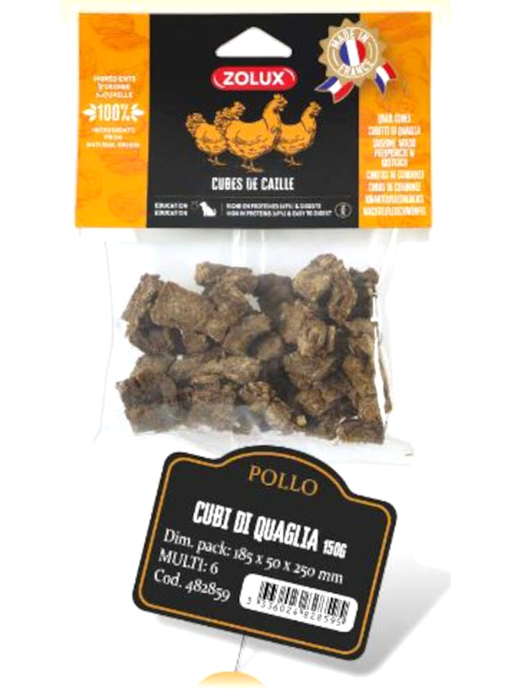 CUBI DI QUAGLIA XL 150g SNACK NATURALE ZOLUX