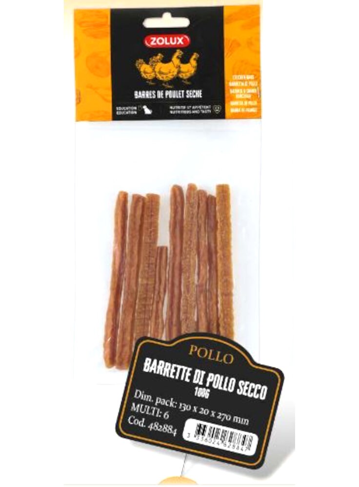 BARRETTE POLLO SECCO 100g SNACK NATURALE ZOLUX