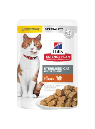 Hill's Science Plan Adult Sterilised Cat Alimento per Gatti con Tacchino Bustina 12x85g