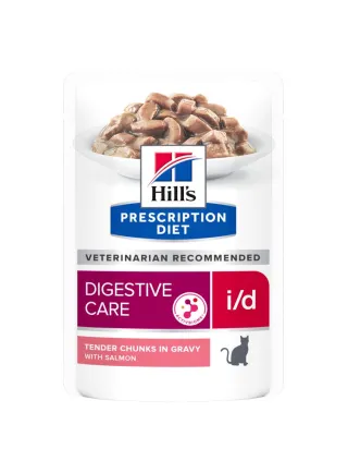 Hill's PRESCRIPTION DIET i/d bocconcini per gatti in bustina per la salute gastrointestinale con salmone 12x85gr