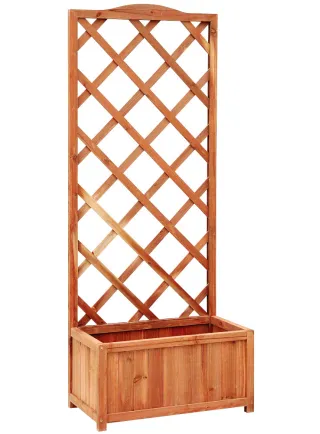 Fioriera in legno con traliccio Excelsior slim m 0,60x0,34xh1,50 ciliegio