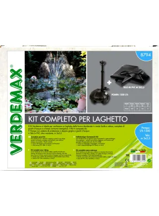 Kit completo per laghetti pompa 1500 lt/h e telo in PVC nero sp. mm 0,4- mt 3x2,50