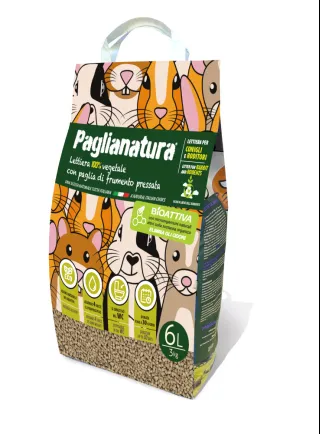 LETTIERA BIOATTIVA RODITORI - CONIGLI PAGLIANATURA PELLETTATA 6mm KG3/ 6 LT