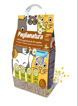 LETTIERA PER GATTI PAGLIANATURA AGGLOMERANTE 2,4 KG/6 LT