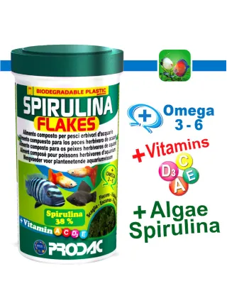 Prodac Spirulina Flakes Alimento per pesci d'acquario