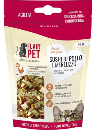 Sushi di pollo e merluzzo per gatto con Glucosammina e Condritina 45 GR