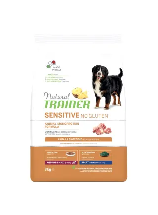 Natural Trainer Sensitive No Gluten Adult Medium/Maxi Maiale 3 KG