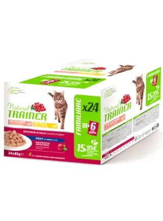 NATURAL TRAINER CAT MULTIPACK POLLO E SALMONE 24X85GR