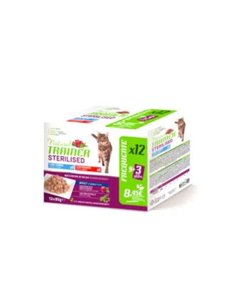 NATURAL TRAINER STERLISED MULTIPACK TONNO/MANZO 12X85G