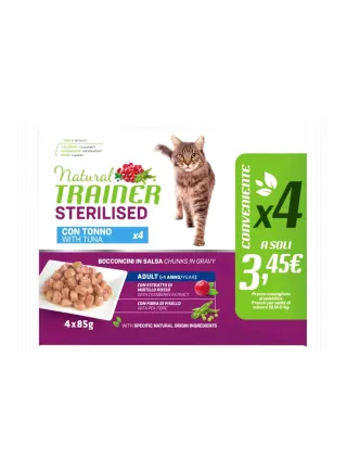 NATURAL TRAINER CAT ADULT STERILISED TONNO FLOWPK 85GX4