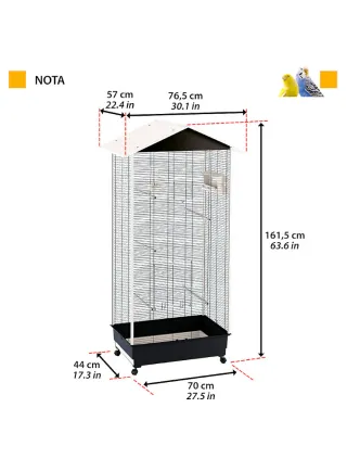 Voliera per Canarini, esotici e piccoli uccelli NOTA Verde 82x58x116cm