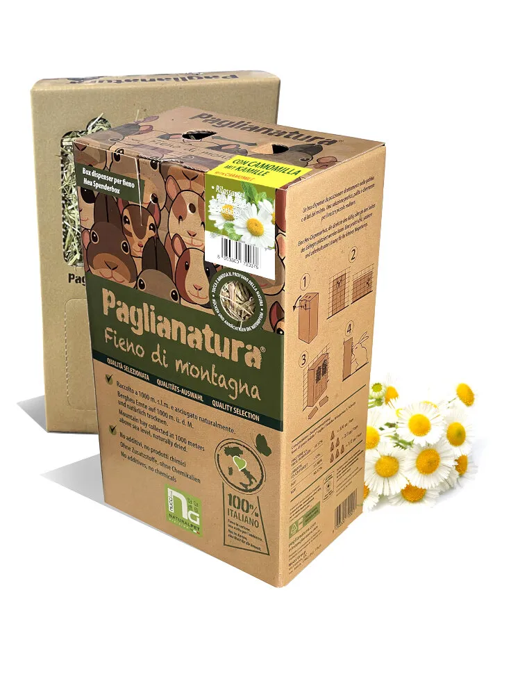 FIENO PAGLIANATURA DI MONTAGNA DISPENSER 700g + CAMOMILLA