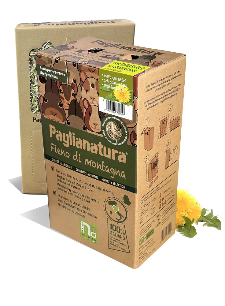 FIENO PAGLIANATURA DI MONTAGNA DISPENSER 700g + TARASSACO