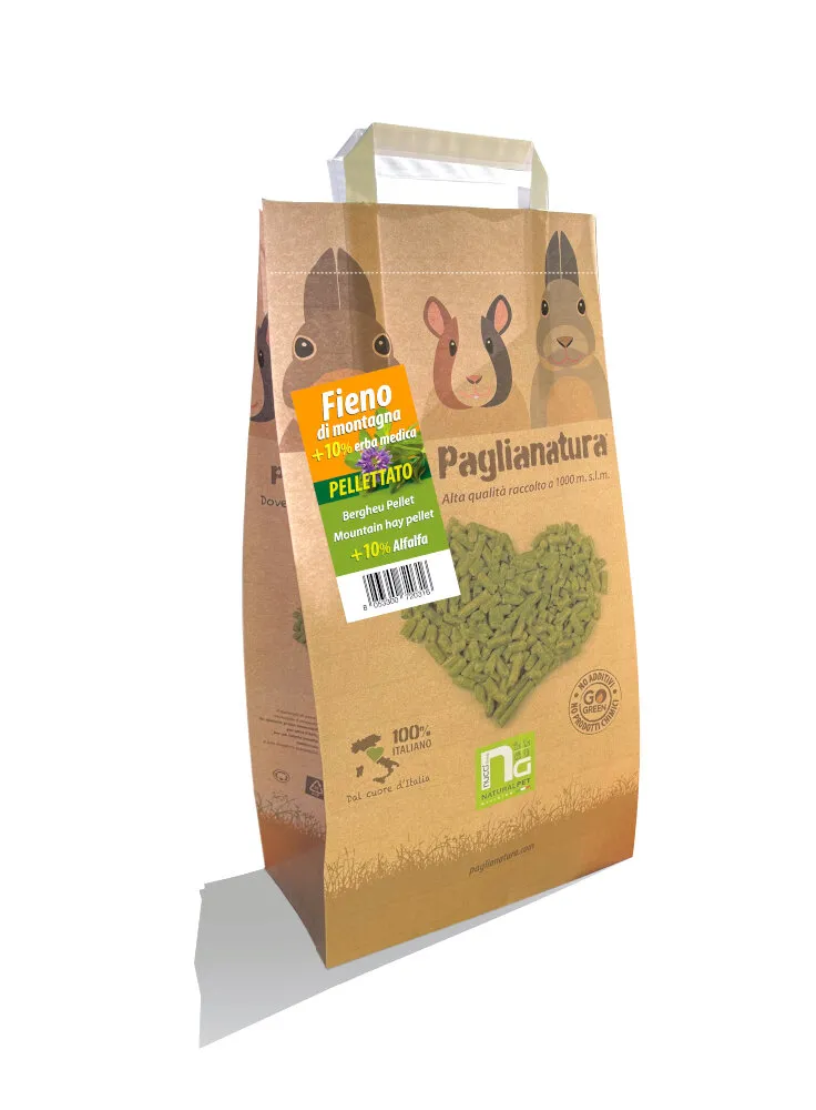 FIENO PAGLIANATURA DI MONTAGNA PELLETTATO SACCO 3KG + 10% ALFALFA