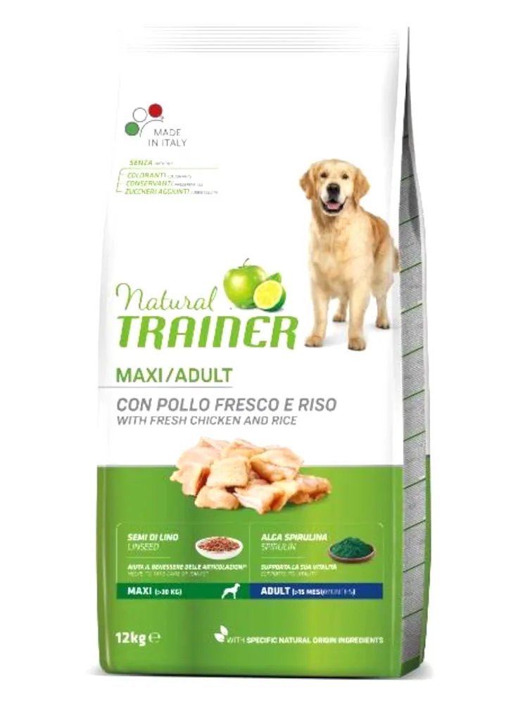 Trainer Natural Dog Adult Maxi Pollo fresco e  Riso  12 KG