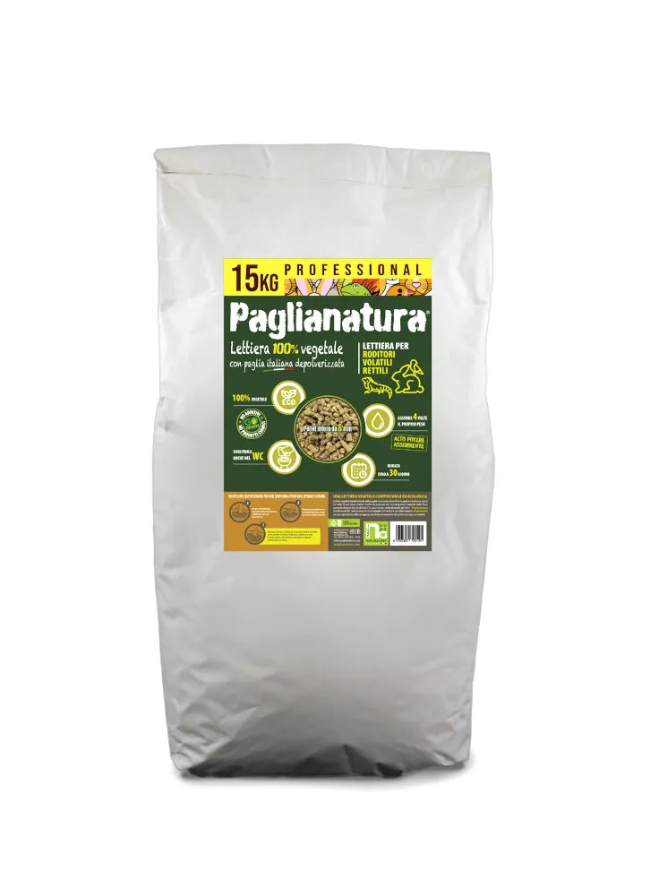 LETTIERA PAGLIANATURA BIOATTIVA Roditori prof. pellet 6mm 15KG